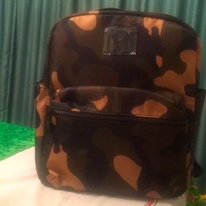 Badgley Mischka vegan camo book bag